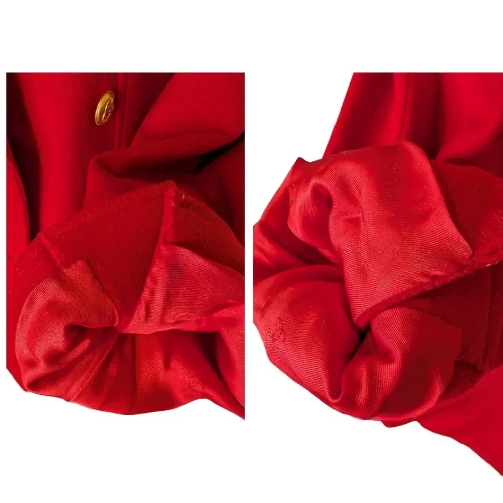 Vintage Chanel Cashmere Double Breasted Jacket Red Gold CC Logo Button FR36 | 4